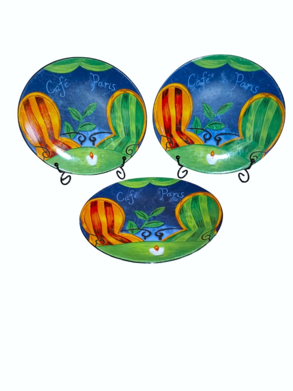 VINTAGE SANGO CAFE PARIS 4914 94 OVAL SALAD DESSERT PLATES SET OF 3 RETIRED